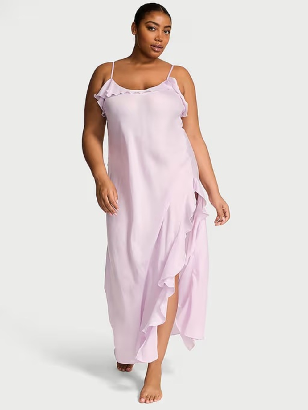Victoria’s Secret Flutter Silky Lilac Long Night Dress NWT